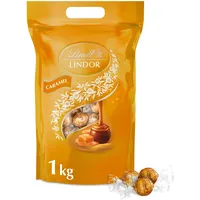 Lindt Schokolade | LINDOR Schokoladen Kugeln Caramel | 1 kg Beutel | Wiederverschließbar | ca. 80 Kugeln Milch-Schokolade mit Karamellcrèmefüllung |Pralinen-Geschenk