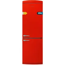 Cecotec Bolero CoolMarket Combi Origin 300 Retro-Kühl-Gefrierkombination (300 l, 1915 mm hoch, Rot)