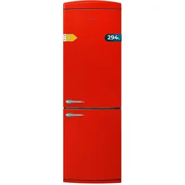 Cecotec Bolero CoolMarket Combi Origin 300 Retro-Kühl-Gefrierkombination (300 l, 1915 mm hoch, Rot)