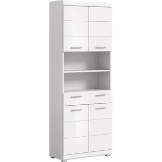 xonox.home Scout Hochschrank 74 x 191 cm Weiß Hochglanz Kunststoff