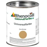 Rhenocoll Universalfarbe für Holz, Metall und Stein – Holzfarbe innen und außen – Wetterfeste Deckfarbe auf Wasserbasis – Metall-Farbe Sandbeige seidenmatt 1 l