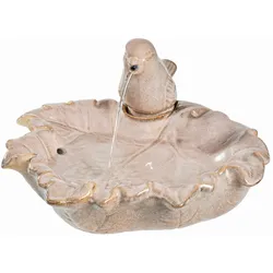 Brunnen - Gartenbrunnen mit Vogel - Keramik - H: 21cm - Außen - natur