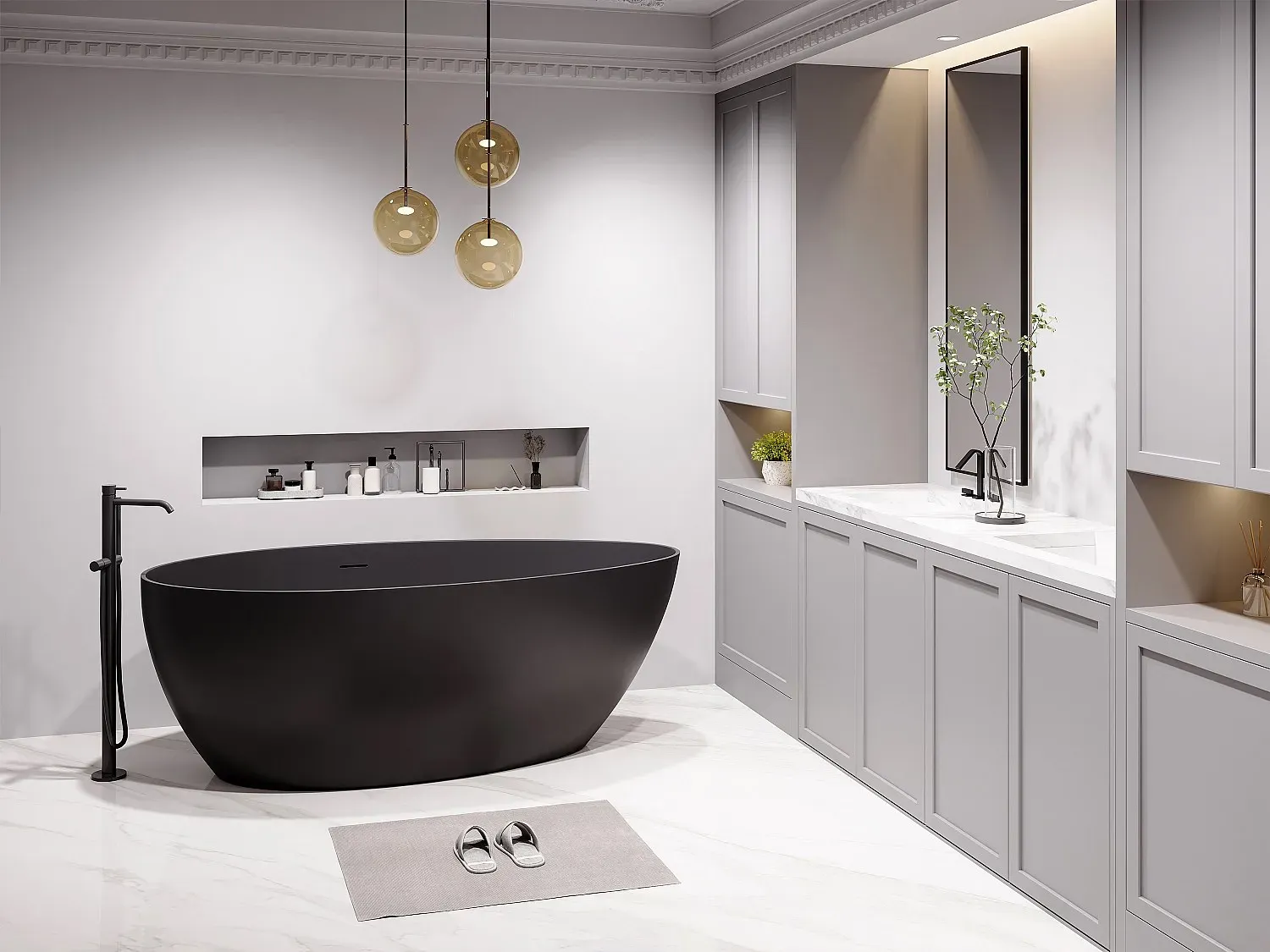 Freistehende ovale Badewanne 160 x 82 x 58 cm Acryl Schwarz matt 245 L APULIA