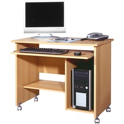 Computertisch GERMANIA „0482 / 0486“ Tische Gr. B/H/T: 90 cm x 75 cm x 49 cm, braun (buchefarben) Computertische Computertisch für das Home Office geeignet, mit Tastatur Auszug