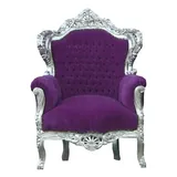 Casa Padrino Sessel King Polyätherschaum 85 x 120 x 85 cm Lila/Silber