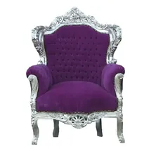 Casa Padrino Sessel King Polyätherschaum 85 x 120 x 85 cm Lila/Silber