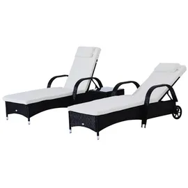 Outsunny Gartenliege 200 x 73 x 103 cm Schwarz