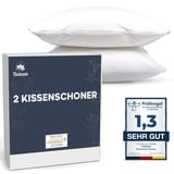 Twinzen Kissenschoner 40x60-2er Set Wasserdichter Kissenbezug mit Reißverschluss - Oeko-Tex Zertifiziert - Twinzen-Technologie Kissenschutzbezug 40x60 cm Weiß