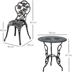 Outsunny - Garten-Bistroset - 60cmx 60cm x 67 cm - bronze