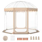 COSTWAY Transparentes Pop up Zelt, tragbares Wurfzelt für 8-10 Personen mit 540° Blick & Tragetasche, Campingzelte Blasenzelt wetterfest 305x305x... - Transparent