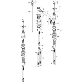 Hansgrohe Montreux 3-Loch Waschtischarmatur Brushed Gold Optic