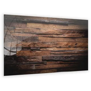 ALLboards Glas Magnettafel DUNKLES HOLZ 60x40cm Glasbild Memoboard aus Glas Glastafel mit Motiv Magnetwand zum Beschriften Magnetische Tafel Wanddekoration Wandbild