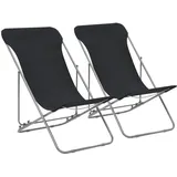 Klappbare Strandstühle 2 Stk. Stahl Und Oxford-gewebe Schwarz