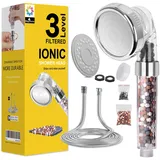MagicHome Duschkopf mit Schlauch 2M, Handbrause Öko Ionen Filter Mineralsteinen und 3 Strahlarten, Duschkopf Wassersparend und Druckerhöhende Duschbrause mit 3-Lagen-Filtration und Steinen