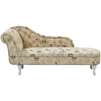 Beliani Chaiselongue Nimes Polyester 170 x 79 x 61 cm Beige/Weiß