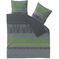 CelinaTex Touchme Bettwäsche 200 x 200 cm 3teilig Baumwolle Bettbezug Anni grau schwarz grün