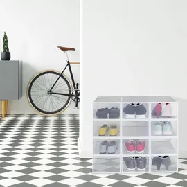 Relaxdays Schuhbox 12er Pack stapelbar transparent