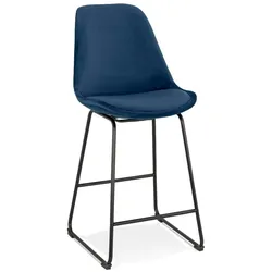 Barstuhl Velours | 67 cm Sitzhöhe | Komfortabel Rückenlehne | Dunkelblau | Thekenhocker | Kadima Design