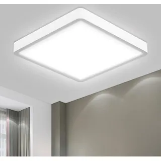 lqwell LQWELL® Deckenleuchte LED Deckenlampe, IP44 Wasserfest Badlampe Quadrat Flach 18W 6000K 1600LM Modern Schlicht Lampe Dünn für Wohnzimmer Badezimmer