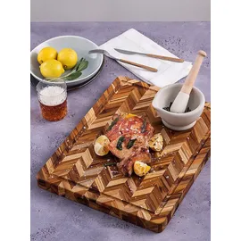 Teakhaus Herringbone Schneidebrett Holz 1-tlg. 41 x 30,5 x 3,8 cm Braun/Mehrfarbig