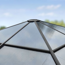 TOOLPORT Sunset 3x3 m Aluminium Gestänge Polycarbonat Dach ca. 8mm Pavillon Gartenzelt ohne Seitenteile