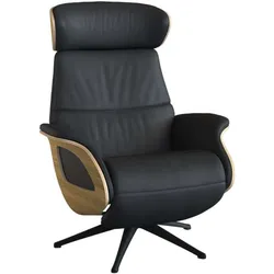 Relaxsessel FLEXLUX "Clement elektrischer Funktionsessel", schwarz (deep schwarz), B:81cm H:111cm T:90cm, Sessel, Größe M, Rücken & Fußteil elektrisch, Akku, Arml. Eiche, Fuß schwarz