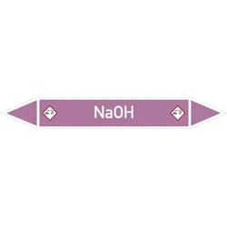 Rohrleitungskennzeichen NaOH - 187x26 mm Folie selbstklebend