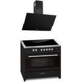 GURARI Induktions-Standherd E 913 BL+GCH 268 BL 9 Prime, Range Cooker 90 cm/ 121L+Dunstabzugshaube 90cm