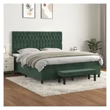 vidaXL Boxspringbett 180 x 200 cm Dunkelgrün