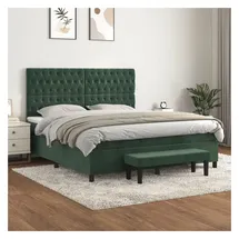 vidaXL Boxspringbett 180 x 200 cm Dunkelgrün