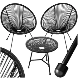 tectake® 2 Gartenstühle Santana mit Tisch, Retro-Design im Acapulco-Stil, UV-beständig, Belastbarkeit Stuhl 120 kg