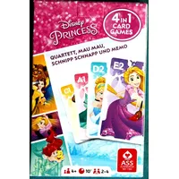 Disney Princess 4 in 1 Kartenspiel Quartett , Mau Mau , Schnipp Schnapp und Memo