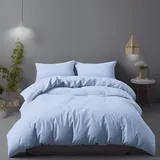 LivinEase Bettwäsche 220x240 Set - Mikrofaser Bettbezug 240x220 cm + 2 Kissenbezüge 80x80 cm - Bettwäsche blau