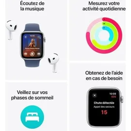 Apple Watch SE 2024 GPS 44 mm Aluminiumgehäuse Silber, Sportarmband Denim M/L