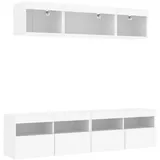 vidaXL TV-Wand 5-tlg. Wohnwand mit LED-Beleuchtung Weiß Holzwerkstoff, (1-St) weiß