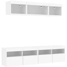 vidaXL TV-Wand 5-tlg. Wohnwand mit LED-Beleuchtung Weiß Holzwerkstoff, (1-St) weiß
