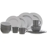 TRAVELLIFE Melamin Geschirr Set Palma Camping Glasierte Keramik Optik 16 teilig Farbe: grey