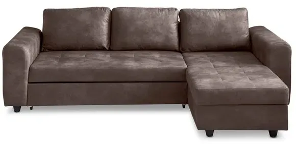 BOOOM Ecksofa mit Funktion Rise Mikrofaser Silver-Brown