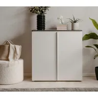 Furn.design Kommode weiß Seidenglanz, grau 89 cm 2-türig 3