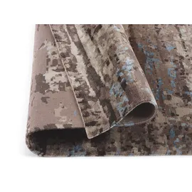 Musterring Teppich MUSTERRING "ANGELES PILANO", blau (braun, beige, blau), B:200cm H:10mm L:300cm, Viskose, Teppiche, Teppich, exlcusive MUSTERRING DELUXE COLLECTION, Bambus-Viskose feine Knüpfung