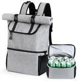 DEWUR Thermo Rucksack 35L große Kühlrucksack, 2 in 1 Doppelfach isolierte Kühltasche, Wasserdichter Picknickrucksack für Outdoor, Picknick, Strand, BBQ, Camping, Reisen, Familie
