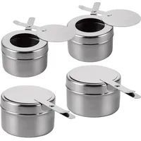 GBACHOOSE 4 Stück Brennpastenbehälter, Fondue Brenneraus Edelstahl, Speisewärmer mit Abdeckung, Brennpaste für Warmhaltebehälter, Spiritusbrenner für Chafing Dish Brennpaste, Buffet Zubehör, Fondue