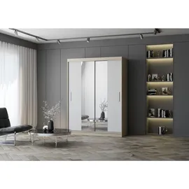 fabryka mebli idźczak imoebel24 Schwebetürenschrank Schrank 150 cm Sonoma/Weiß mit zwei Spiegeln Vista 01 - Hellbraun