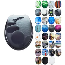 Grafner WC Sitz aus MDF Motiv Steine Schwarz