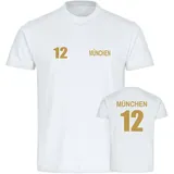 multifanshop Herren T-Shirt - München rot - Trikot Nummer 12 gold - Druck gold metallic - Männer