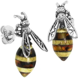 Paar Ohrstecker OSTSEE-SCHMUCK "Ostsee-Schmuck Ohrstecker Wespe Ohrstecker Wespe", weiß, Ohrringe, Damen, 19 x 9mm, Silber 925 (Sterlingsilber)