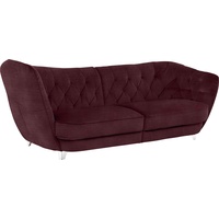 Big-Sofa LEONIQUE "Retro" Sofas Gr. B/H/T: 256 cm x 85 cm x 115 cm, Chenille, Hohe Armlehne links, rot (rusino) XXL Sofas