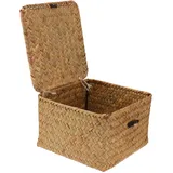 Cabilock Kasten Natürliche Seegras Korb Dekorative Aufbewahrungsbox Wicker Lagerung Box Weidenkörbe Desktop-aufbewahrungskorb Holzspielzeug Hand Woven Korb Schreibtisch Hölzern Pflanzenkorb