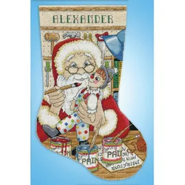 Design Works Crafts Kreuzstich Stickpackung Weihnachtsstrumpf Werkstatt des Weihnachtsmanns, Zählmuster