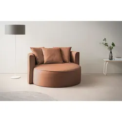 XXL-Sessel "Isalie, Sessel in modernen Farben, Lesesessel, Loveseat, Big-Sessel", braun (rostfarben), B:153cm H:98cm T:145cm, LEGER HOME BY LENA GERCKE, Sessel, trendige Stoffe, mit 3 Zierkissen, große Sitzfläche, Hocker optional